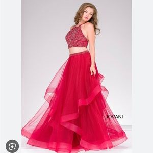 Two-Piece Embellished Tulle Prom Gown 46404